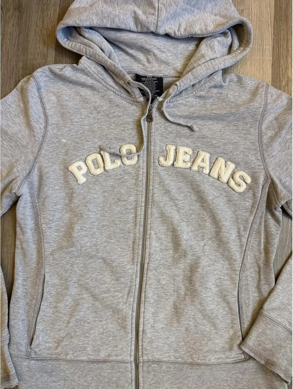 Vintage Gray Polo Jeans Ralph Lauren zip up hoodie sz M